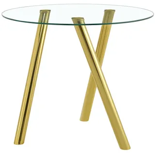 Oxeza Esstisch runder Gold mit Metallbeinen 89 cm , Goldfarben , Mode , Rund,Rund , 89x76x89 cm , Esszimmer, Esstische