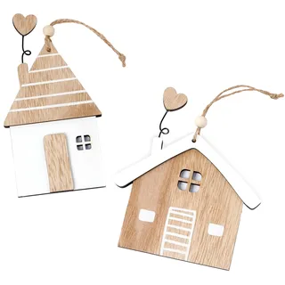 Mopec NW40 Set mit 2 Anhängern aus Holz, Haus, braun, 10 x 15,8 x 0,4 cm