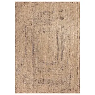 Waschbarer In-& Outdoorteppich Wetterfest Garten Terrasse Esszimmer Boho Muster Unicolor Meliert Moderner Style Größe 160x220 cm - Beige
