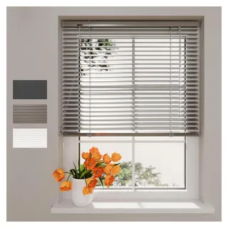 Aluminium Jalousie 210 x 175 cm Silber 25mm Lamellen, Größen von 40 bis 220 Breite, Fensterjalousien innen