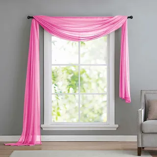 Gardinenbox Querbehang Freihanddeko aus transparentem Voile, die ideale Ergänzung zu unseren Gardinen, 140x600, Rosa, 560
