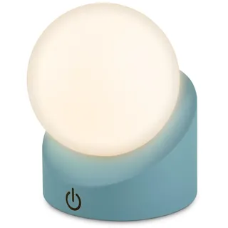 BRILONER - Mini LED Tischlampe kabellos IP54 mit Touch, dimmbar in Stufen, Akku & Lichtquelle tauschbar, Nachttischlampe, Kugel, LED Lampe, Akku Tischleuchte, Outdoor Lampe, 10x8x9 cm, Blau