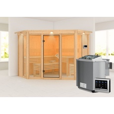 Bild Sauna Alcinda 2 mit Kranz, naturbelassen, Bio externe Stg.LED-Dachkranz Natur