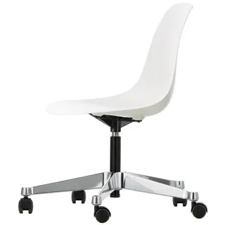 Vitra Drehstuhl Eames Plastic Side Chair PSCC weiß, Designer Charles & Ray Eames, 76-88.5x46.5x55 cm