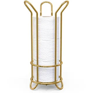 BROOKSTONE, Goldfarbener Toilettenpapierhalter, freistehender Badezimmer-Taschentuch-Organizer, minimalistische Aufbewahrungslösung, stilvolles Design [hält MEGA-Rollen]