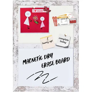 Umtiti Pinnwand, Whiteboard, weiße Filztafel, Combo für Büro, Schule, Küche, Schlafzimmer, weißer Holzrahmen, 25,9 x 36,1 cm, WH-Whiteboard + WH-2636