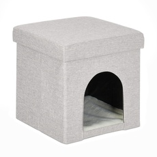 Relaxdays Katzenhöhle, Rückzugsort für Katzen und kleine Hunde, Indoor Tierversteck, H x B x T: 38,5 x 37 x 37 cm, beige
