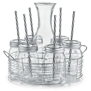 Zeller Glaskaraffe-/ Gläser-Set, Dekorativer Blickfang auf jeder Party, 1 Set