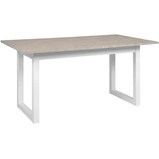 Mid.you Esstisch , Weiß, Sandfarben , Holzwerkstoff , rechteckig , U-Form , 90x75x160-200 cm , ausziehbar , Esszimmer, Esstische, Esstische ausziehbar