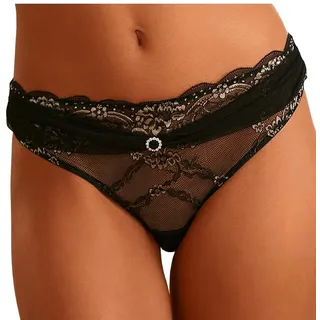 LASCANA String, aus extravaganter Spitze mit edlen Accessoires, sexy Dessous LASCANA schwarz-gold 32/34