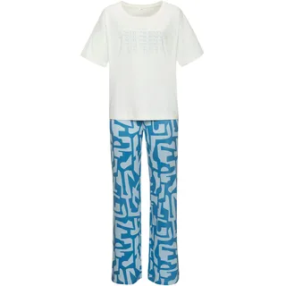 s.Oliver Pyjama Set, 2 tlg. mit grafischem Print, hellblau, dunkelblau gemustert