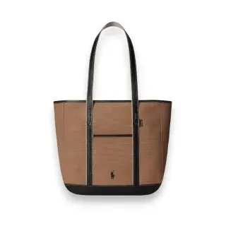 Polo Ralph Lauren für Damen. 428968158012 Mittelgroße Shopper-Tasche aus braunem Canvas (OSFA), Weiß, Lässig, Baumwolle