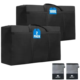 KXF Extra große Aufbewahrungstasche, wasserdicht, robust, platzsparend, Organizer, Unterbettaufbewahrung, Organizer, große Kleiderbox, Verpackungsboxen für Bettdecken, Decken, Bettwäsche, 2 Packungen