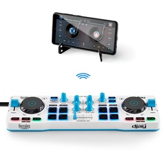 HERCULES DJControl Mix Blue Edition - Kabelloser DJ-Controller mit Bluetooth für Smartphones - Exklusiv bei Amazon