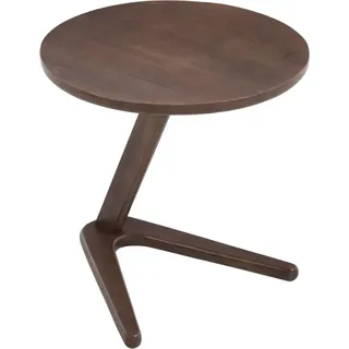 AIORBER Modern Minimalist Round Wooden Side Table, Solid Wood Sofa Table, Sliding Under Sofa, TV Table for Small Spaces - Braun - Braun
