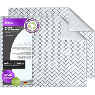 McFilter | 2 Flachfilter kompostierbar mit Sättigungs-Indikator für Dunstabzugshaube, zuschneidbar universal 57 x 47cm, Filter Abzugshaube Dunstabzug