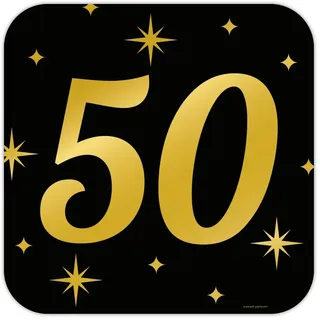 PD-Party - 50. Zeichen / Fenster Dekoration für 50. Geburtstag - Deko Geburtstag - Jubiläum Dekoration - Schwarz Gold Deko - Party Deko - 50. Geburtstag Junge & Mädchen - Geburtstags Deko - 50x50 cm