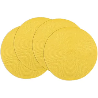 Winknowl Runde Platzsets 4er Set, Abwaschbar Tischmatten rutschfest Abgrifffeste Hitzebeständig Tischsets, 37 cm Runde Platz-Matten für Esstisch (Gelb)