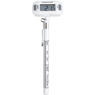 KitchenCraft Küchenthermometer, Thermometer für Braten und Tiefkühlkost, Grill-, Braten-, und Fleischthermometer Kabellos, Kochthermometer Digital, Topfthermometer, Spitze Sonde, Weiß