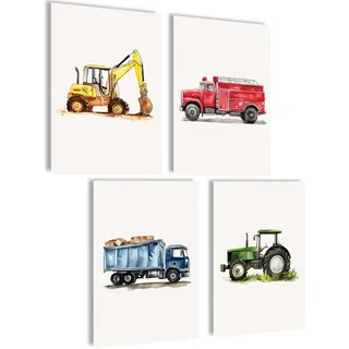 mojoliving Bilder Kinderzimmer jungen Baby Zimmer Poster Set Wandbilder Kinderzimmer mädchen Babyzimmer Deko Bilder für Baby Zimmer Dekoration (Kraftfahrzeuge)