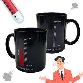 Lustige Tasse mit Spruch - I Give a Shit Tasse mit Farbwechsel Stimmungsbarometer - 330 ml - Bürotasse für Humorvolle Kollegen - Lustige Büroartikel