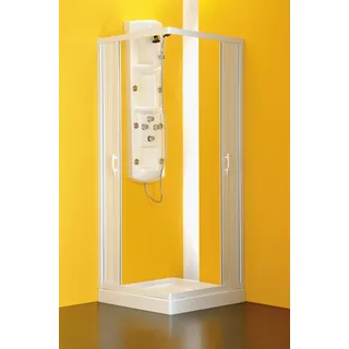 FORTE Eckdusche extra großer Einstieg, BxT: 60 x 80 cm, weiß