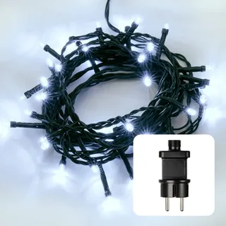 hellum LED Lichterkette Außen oder Innen, Lichterkette Kaltweiß, strombetrieben mit 40 LED, 3,90m beleuchtete Länge Weihnachtsbaumbeleuchtung mit Kabel in Grün <59 lm 560411