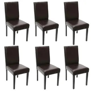 Mendler 6er-Set Esszimmerstuhl Stuhl Küchenstuhl Littau ~ Leder, braun, dunkle Beine