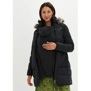 Umstandsjacke BONPRIX "3-in-1 warm wattierte Umstands- und Tragejacke", Damen, Gr. 42, schwarz, Steppware, Obermaterial: 100% Polyester. Futter: 100% Polyester. Ärmelfutter: 100% Polyester, unifarben, ausgestellt ca. Mitte Oberschenkel, mit Gummizug, Jacken Umstandsjacke, 3-in-1 Tragefunktion für Schwangerschaft und Babytragen
