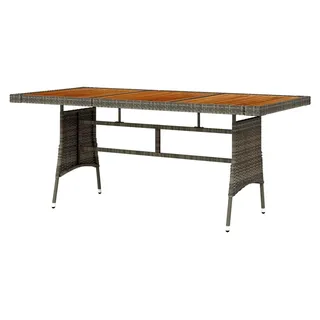 Gartentisch, Klapptisch Garten, Balkontisch, Garten Tisch, Balkonmöbel, Tisch Klappbar, Grau 160x70x72 cm Poly Rattan & Massivholz Akazie - Grau