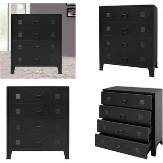 vidaXL Schubladenschrank Metall Industrie Stil 78 x 40 x 93 cm Schwarz - Kommode - Kommoden - Truhe - Truhen - Schwarz