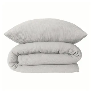 SCHIESSER Bettwäscheset Molly - Musselin - 2-teilig - 135 x 200 cm - Hellgrau