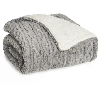 Blumtal Kuscheldecke 220/240 cm, Grau & Beige , Textil , Rechteckig , 220x240 cm , Oeko-Tex® Standard 100 , Heimtextilien, Wohntextilien, Decken, Kuscheldecken