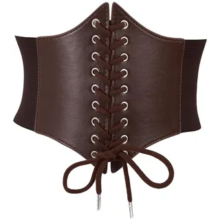 COYUN 1 pcs Korsett Damen, Braun Taille Piratenkostüm Gürtel, Damen Elastischen Korsett, Halloween-Kostüm, Corset Belt, Pirat Breit Corsett, Retro Leder Corsage Frauen, Schnürkorsett
