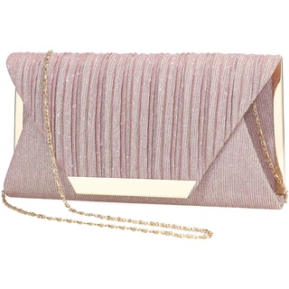 Abend Taschen Damen,Gold Donna Clutch,Borsa Donna Elegante,Silber Abend Tasche für Frauen Shining Abend Handtasche für Damen Donna (26x5.5x14cm, Pink)