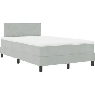 vidaXL LED Boxspringbett mit Kopfteil Hellgrau 120 x 200 cm Samt - Grau