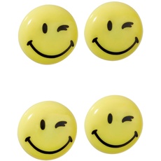 FRANKEN Happy Magnets, Magnete mit Smiley rund, 4 Stück, Hochwertige Haftmagnete für Büro und Haushalt, ideal für Whiteboards, Kühlschrank, Plantafeln oder Schaukästen, 40 mm, Gelb, HM40S/4