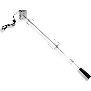 Yakimz Edelstahl Grillspieß Set 117cm BBQ Fleischklammer mit Motor inkl. Fleischnadeln, 220V - 240V, Elektrischer Drehspieß, Rotisserie, Drehspiess