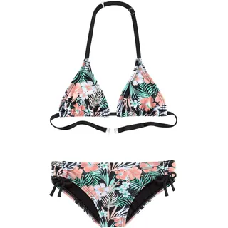 Triangel-Bikini CHIEMSEE, Jungen, Gr. 170/176, N-Gr, schwarz (schwarz, bedruckt), Polyamid, Bikini-Sets Triangel-Bikini, mit floralem Design, Topseller