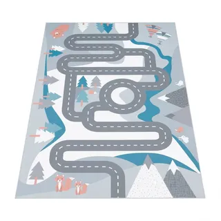 Paco Home Kinderteppich Bino 574, rechteckig, Höhe: 4 mm, Kurzflor, Straßen-Spiel-Teppich, Tippis & Wald, Kinderzimmer beige 200 cm x 200 cm x 4 mm