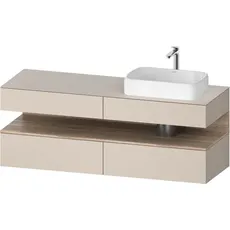 Duravit Qatego Konsolenwaschtischunterbau, 2 Auszüge, 2 Schubkästen, Ausschnitt rechts, 1600x550x600mm, Nische Eiche Mamoriert, QA4778055, Farbe: Taupe Matt