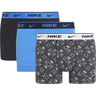 Nike Trunk 3pk, Herren-Boxershorts, 3er Pack..., Black Circle Print/Photo Blue/Black, XS