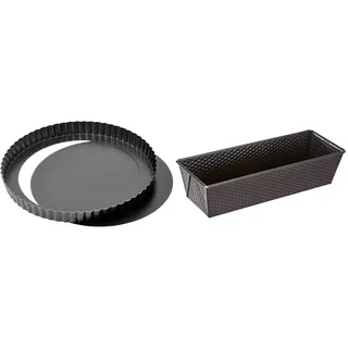ORIGINAL KAISER Classic Tarteform mit Hebeboden 28 cm, Quicheform antihaftbeschichtet, 1 - Pack & Classic Backform Kastenform 30 x 11 x 8 cm, Königskuchenform antihaftbeschichtet
