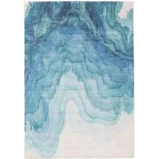 Kunstloft Teppich Mara Blau 160x230 cm , Textil , Abstrakt , Rechteckig , 160x1 cm , Gots , waschbar , Teppiche und Böden, Teppiche