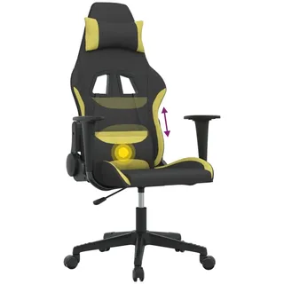 vidaXL Gaming-Stuhl mit Massagefunktion Schwarz und Hellgrün Stoff - Grün