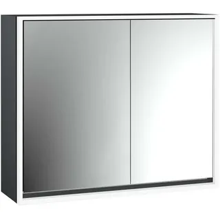 emco loft Lichtspiegelschrank, 800mm, 2 Türen, Aufputzmodell, schwarz/spiegel, 979813310, Ausführung: breite Tür links