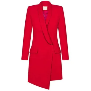 Swing Fashion Damen Kleid Elegant | Business Kleider | Etuikleider | Festliches Kleid | Partykleid | Cocktailkleider | Minikleid | Abendkleid | Langarmleid | V-Ausschnitt | Kurze | Rot | 36