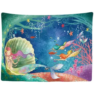 Ulticool - Meerjungfrau Kinderzimmer Verzierung Mädchen Junge - Wandteppich - 200x150 cm - Großer Wandteppich - Posterdeko - Wandkunst Zubehör für Schlafzimmer Wohnzimmer Kinderzimmer