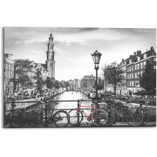 Holzbild REINDERS "Amsterdam Canal", schwarz (farbe bild(er): schwarz, weiß), B:90cm H:60cm T:2cm, MDF, Bilder, Holzbild