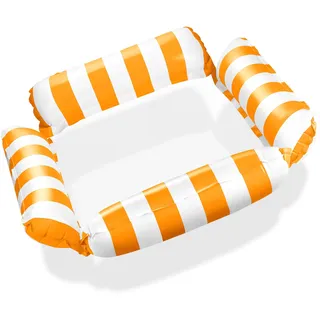 Balinco – Aufblasbare Wasserhängematte Schwimmsessel mit 4 Luftkammern & Nylon Netz für Pool – Floatie Luftmatratze Wassermatratze Relaxliege für Erwachsene & Kinder – Sommer Poolzubehör (Orange)